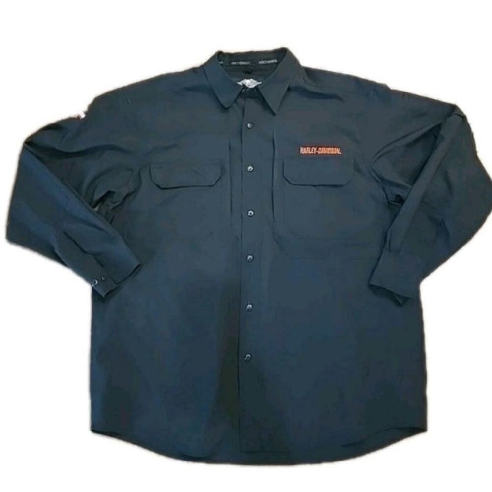Vintage Harley Davidson Button Up Shirt Ride Free Embroidered Mens Size Xlarge